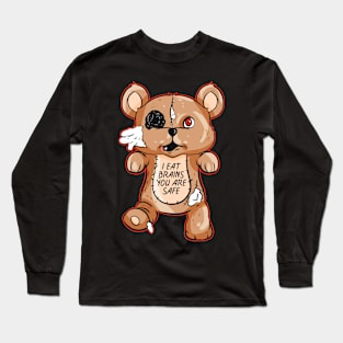 Spooky Zombie Teddy Bear eats Brains on Halloween Long Sleeve T-Shirt